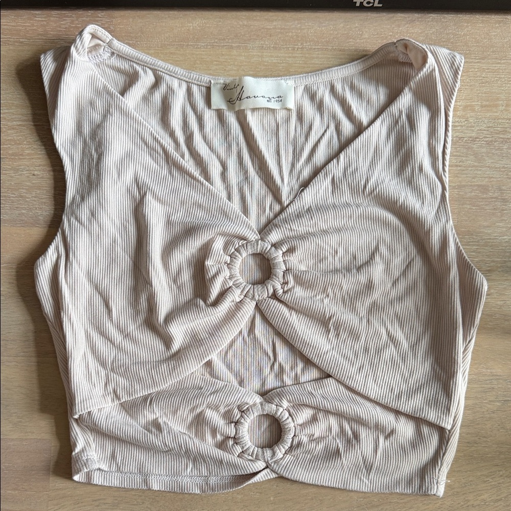 Vintage Havana Cream Ring Accent Tank Top